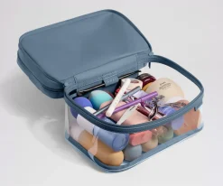 Clear Cosmetic Case in Coast Blue