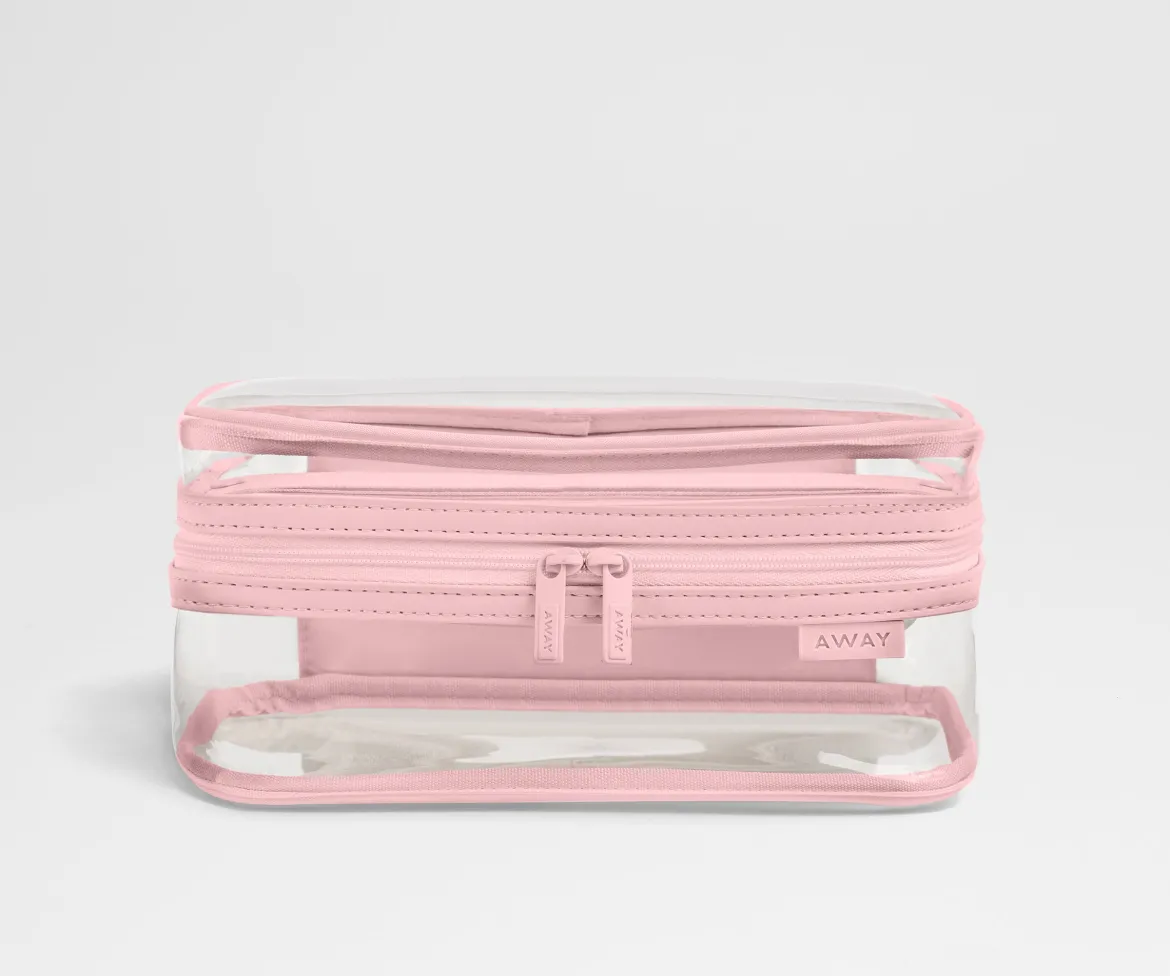 Clear Toiletry Bag in Clear/Blush Pink