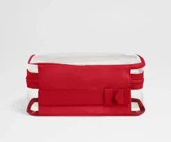 Clear Toiletry Bag in Clear/Cherry Red