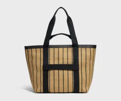 Riviera Straw Tote in Black Seagrass