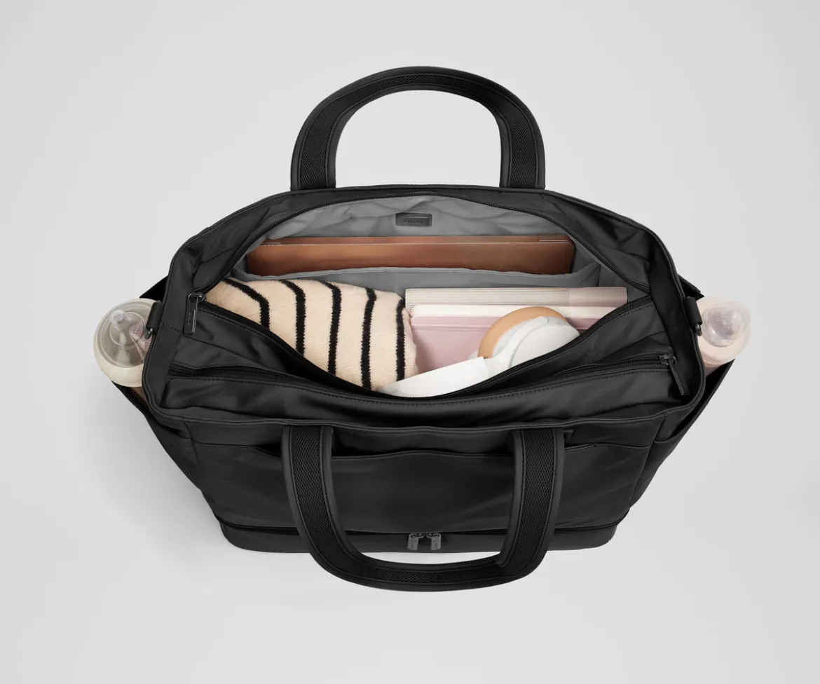 The Double Diaper Tote in Jet Black