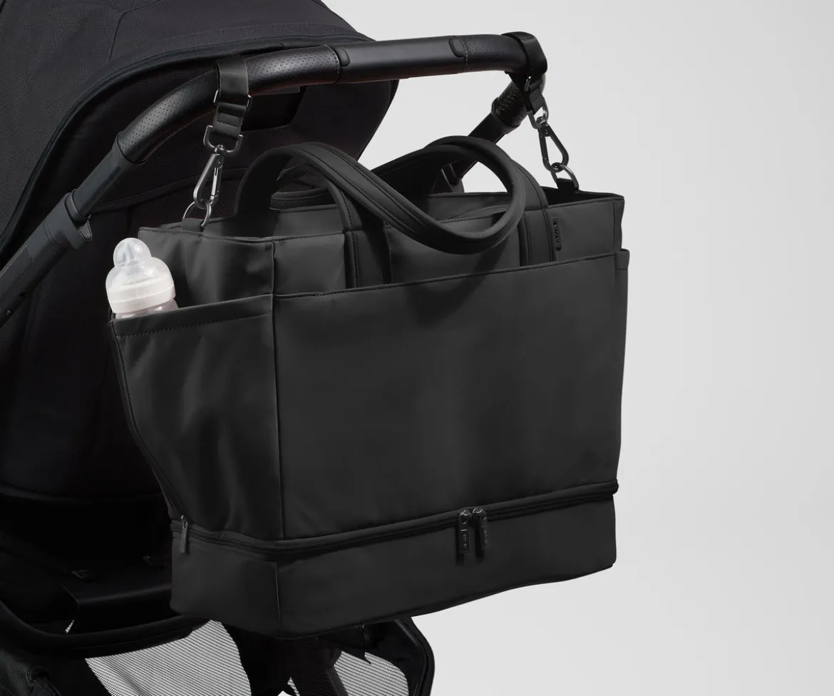 The Double Diaper Tote in Jet Black